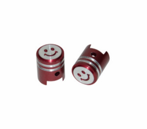 Valve cap set "Smiley", in blue and red. 